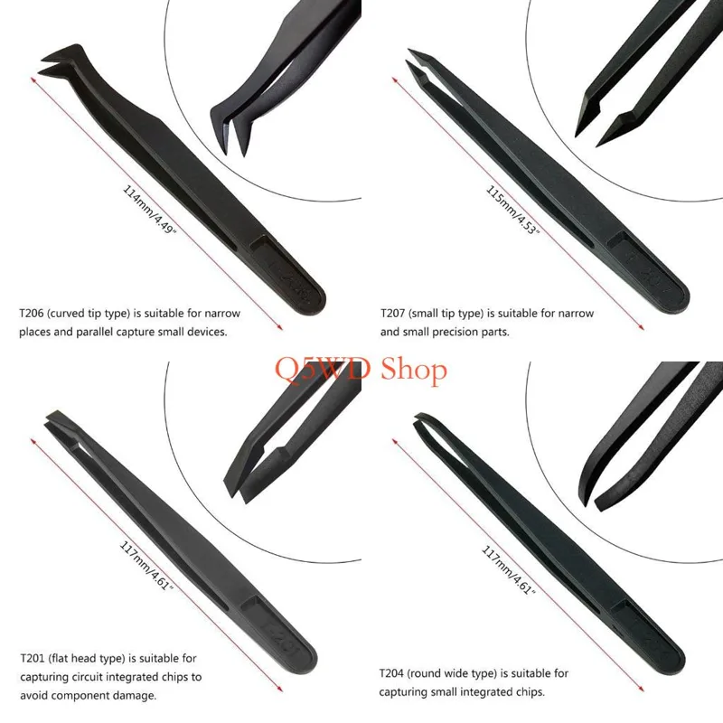 Q5WD 8 Pieces Tweezers Plastic - Electronics Repair Hobby ulasan dan harga